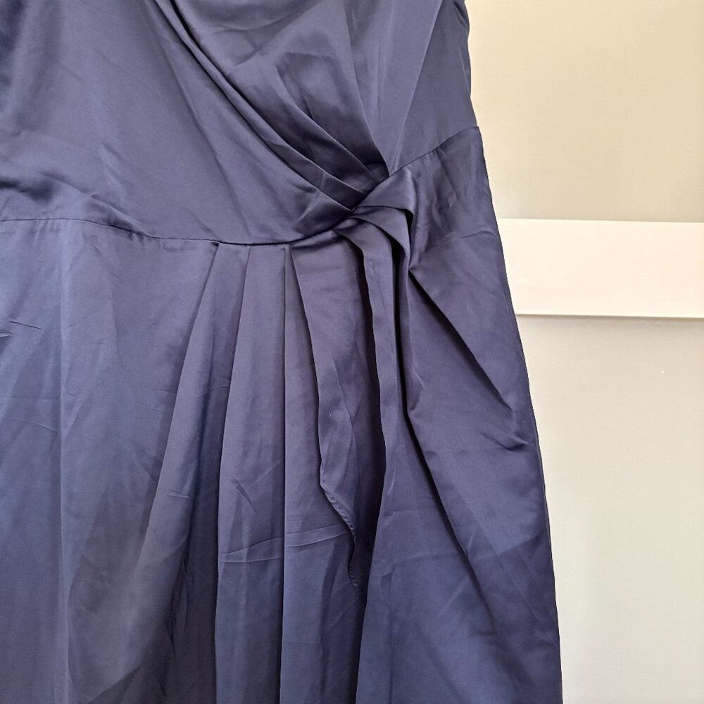 LULUS Navy blue cocktail  Rhema Navy Satin Midi Dress sz XL Sleeveless NEW - Picture 5 of 5